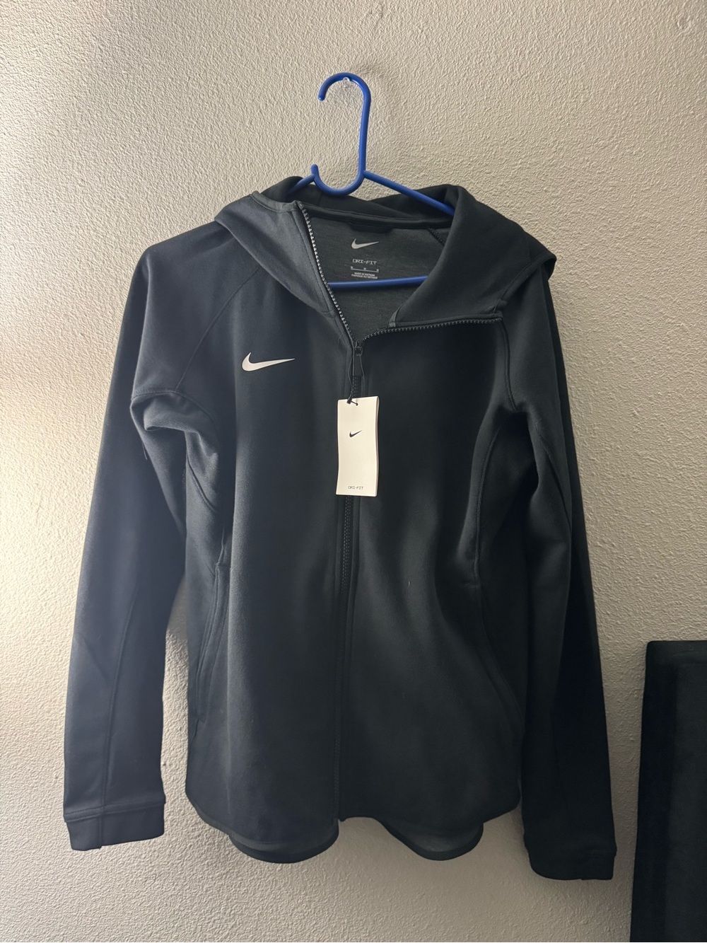 Nike Black Full-Zip Hooded Performance Jacket with White Swoosh